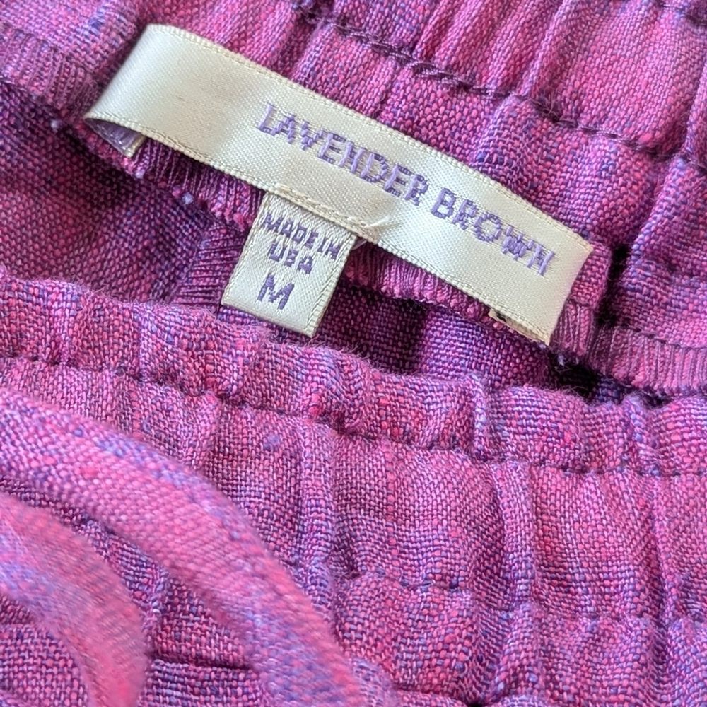 Lavender Brown Linen Plaid Ruffled Shorts Sz M | Weekend Stroll Favorite - Picture 7 of 10